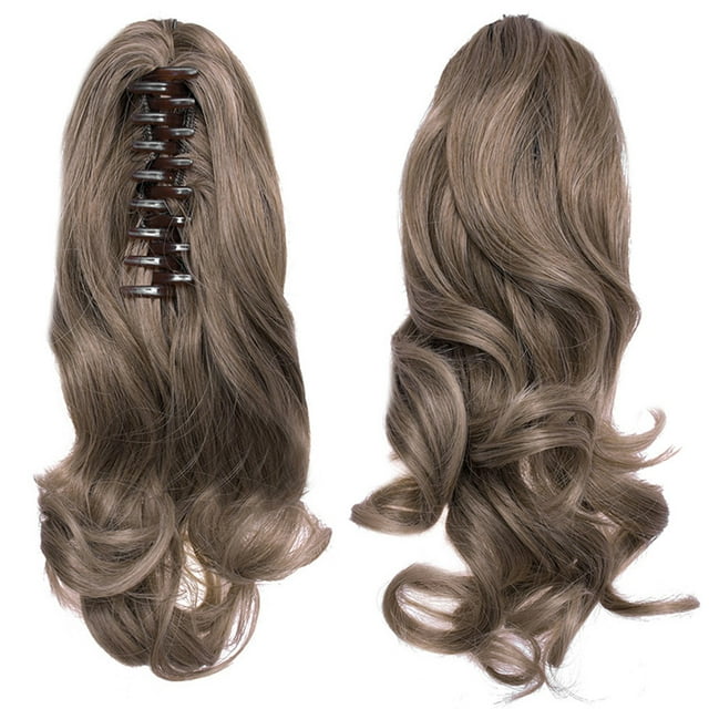 CAROOTU Clip-On Bouclé Queue de Cheval Cheveux Extension Femmes Griffe sur Long Perruque Ondulée Cheveux Morceau