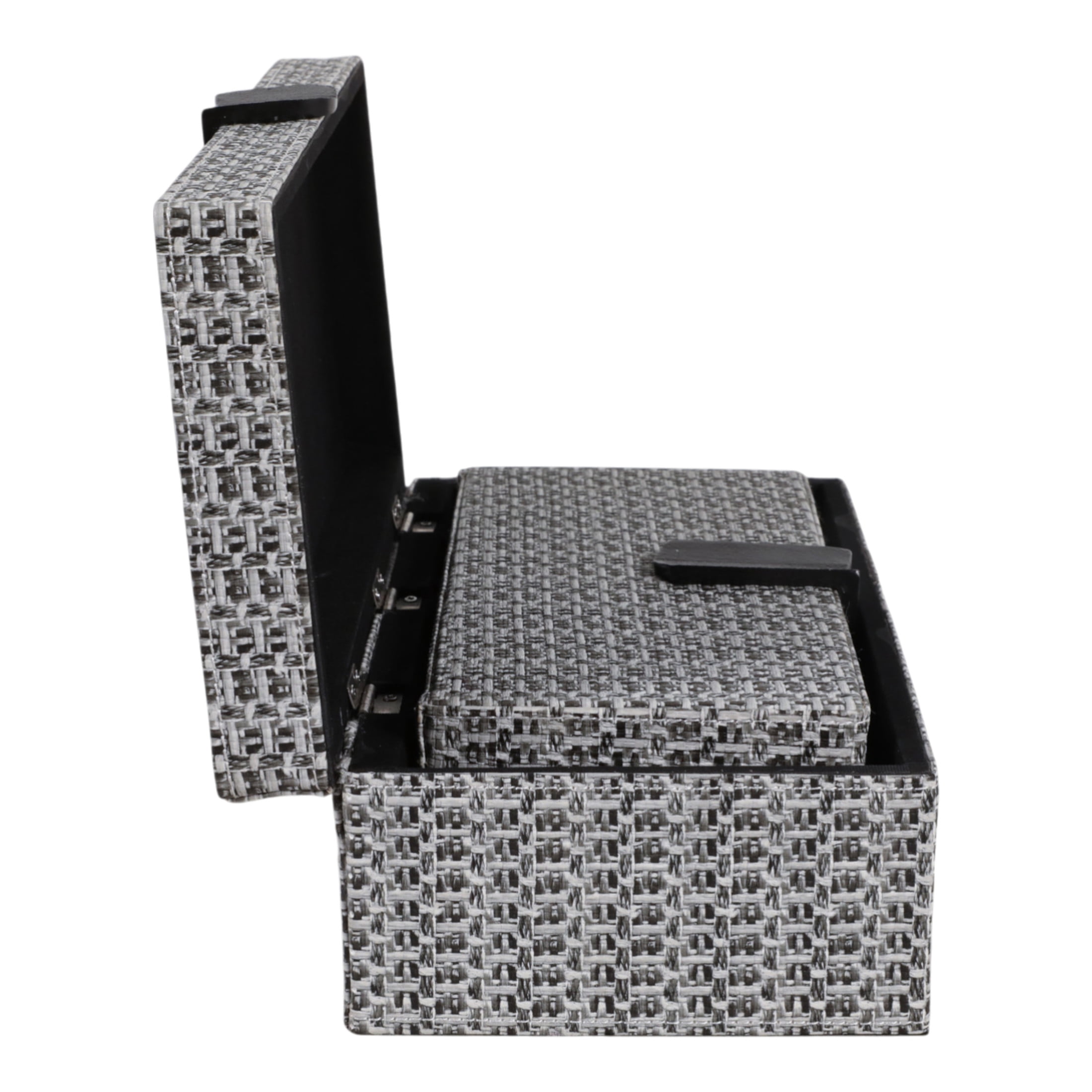Rectangular Snakeskin Decorative Box with Hardware for Home Decor - Modern Keepsake Storage Boxes with Lid for Jewelry - Organizer Accents for Bedroom Vanity Styling - Set of 2, 4", 3", Black & Brown
