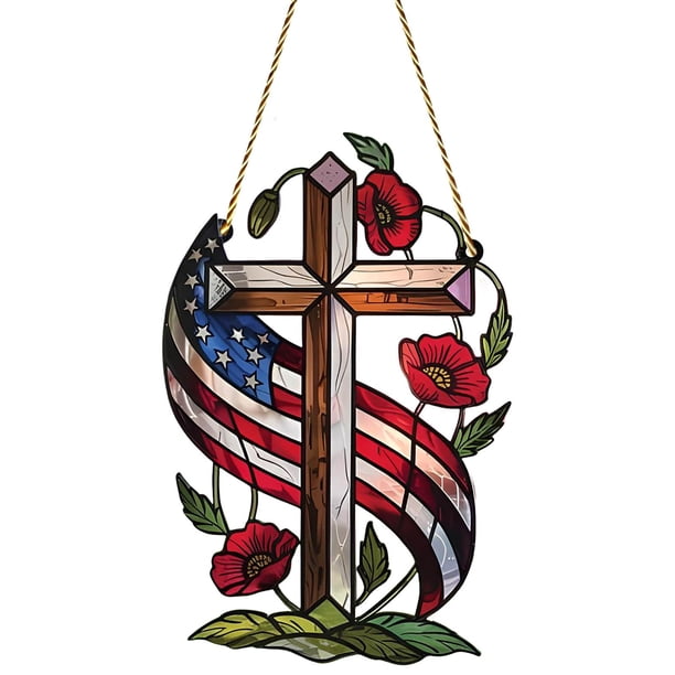 Decoraciones para el Día de los Caídos, decoraciones para el 4 de julio, decoraciones patrióticas que celebran 250 años antes - Colgante Patriotic SunCatcher