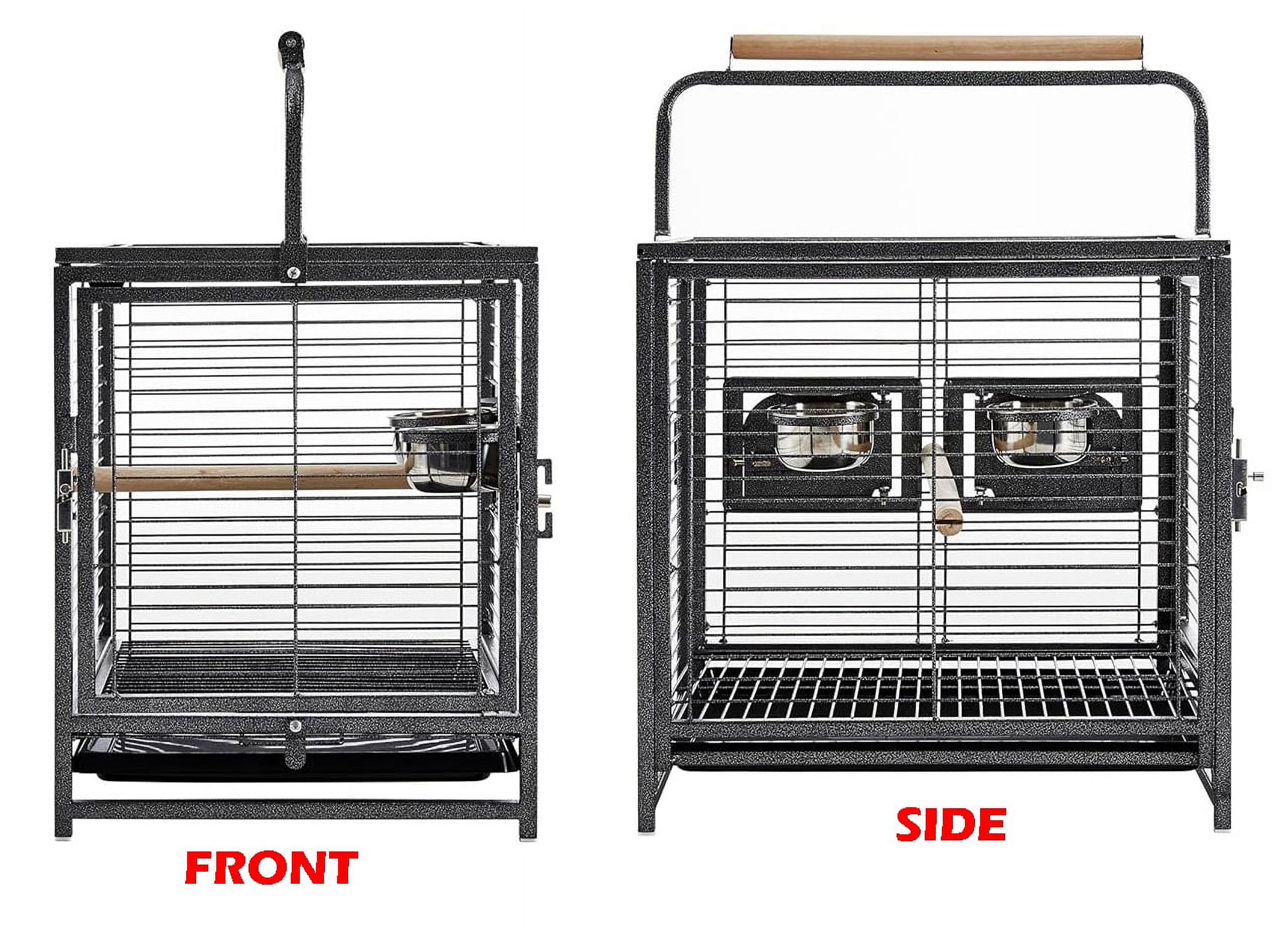 Durable Heavy Duty Travel Veterinary Bird Parrot Carrier Cage With Cover Feeding Bowl Play Wooden Stand Perch with Handle Prevent Beaks Out