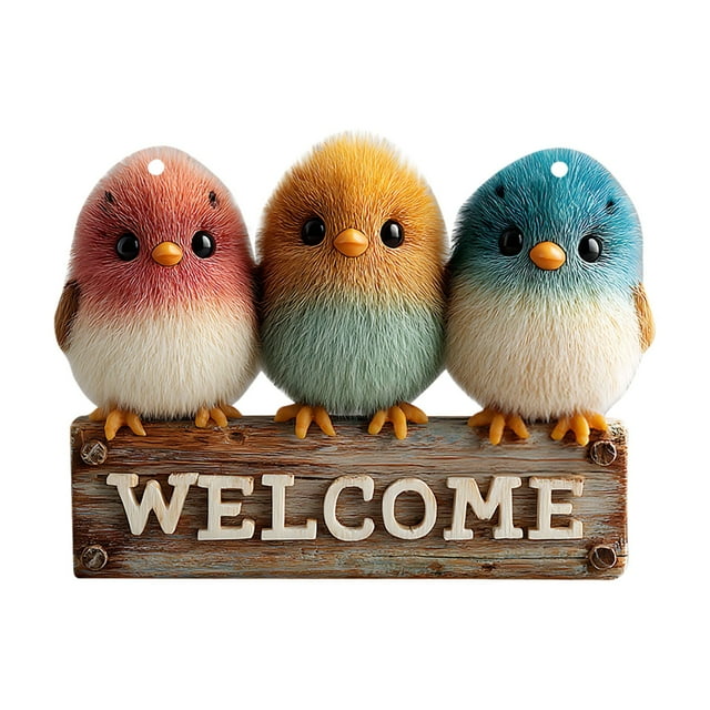Joyful Animals Welcome Sign Newsbird Wooden Pendant Wall And Courtyard Decoration Hanging Sign