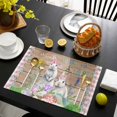 thumbnail image 3 of Easter Placemats Set of 6, Rabbit Colorful Eggs Flowers Plants Wooden Grain Placemats for Dining Table, Place Mats for Kitchen Tabletop, Waterproof Wipeable Dining Table Mats Set, 3 of 9