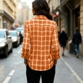 thumbnail image 4 of FDGIU Women's Plaid Button Down Shirt, Lapel Long Sleeve Loose Fit Collared Blouse Casual Tops for Office Daily Travel Outfits, 4 of 7