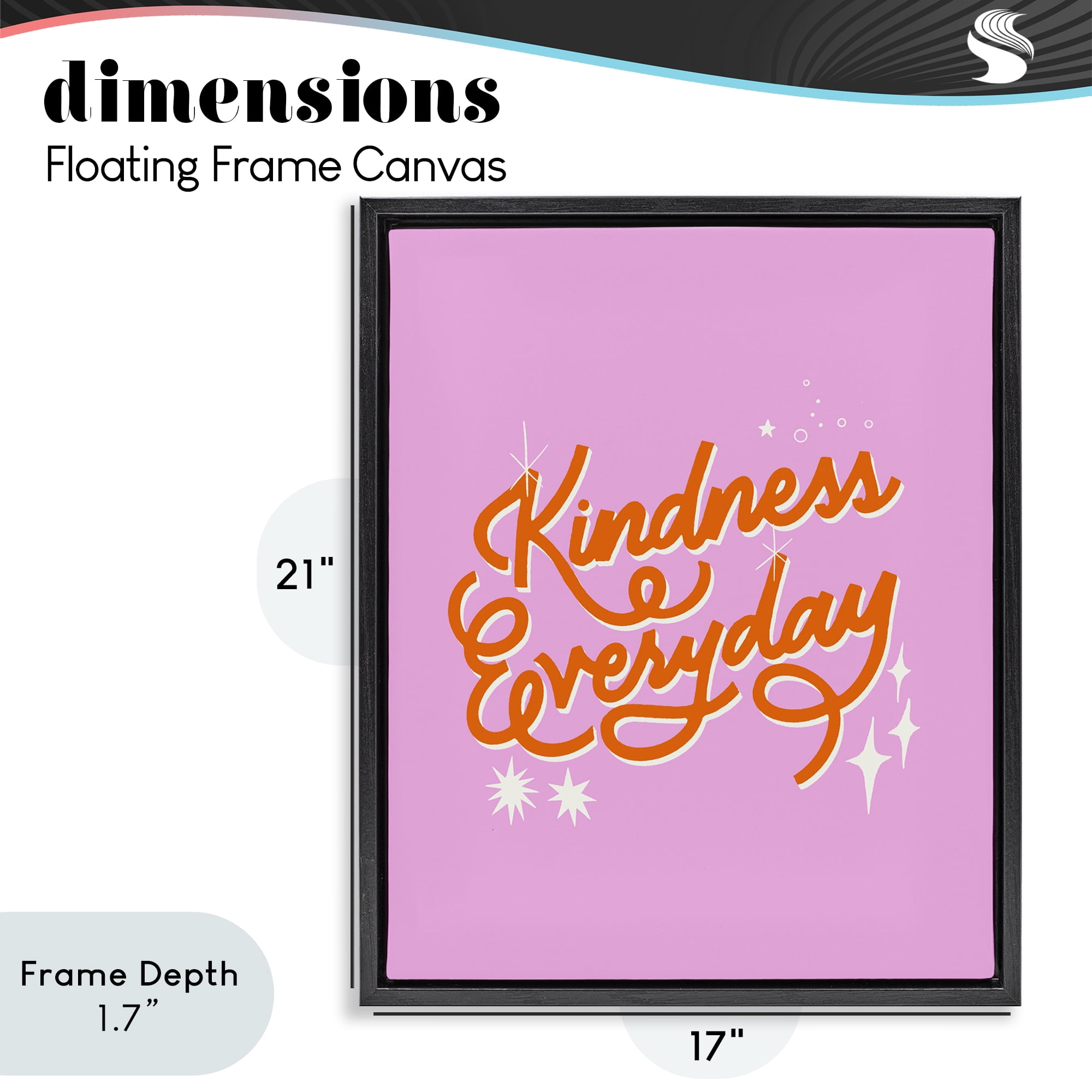 Stupell Industries Cursive Kindness Everyday Black Framed Floater Canvas Wall Art, design by Indira Prieto | IndySign