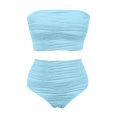 thumbnail image 5 of Women's Strapless Bandeau Bikini Set, High Waist Ruched Textured Two Piece Swimwear for Beach & Pool, 5 of 5