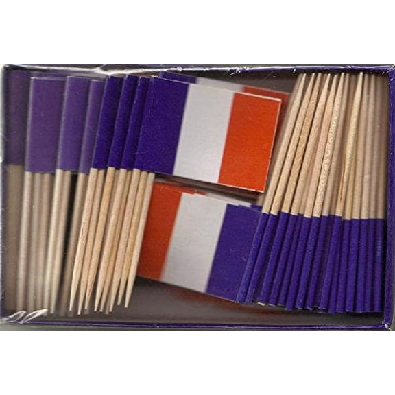 25 Box Wholesale Lot of France Toothpick Flags, 2500 Small Mini French Flag Cupcake Toothpicks or Tiny Cocktail Picks
