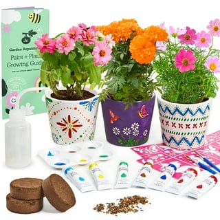 4 Set Paint & Plant Ceramic Flower Gardening Kit - Crafts for Girls Ages 8-12, Arts and Crafts for Kids Ages 8-12, Art Supplies for Kids, Toys