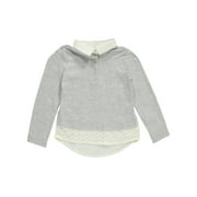 French Toast Little Girls' "Eyelet Shirttail" L/S Top (Sizes 4 - 6X) - heather gray, 6