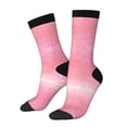 thumbnail image 2 of Uemuo Sparkly Pink Glitter Pattern Women's Crew Socks, Soft Durable Breathable Moisture-Wicking with Odor Control Cotton socks, 2 of 9