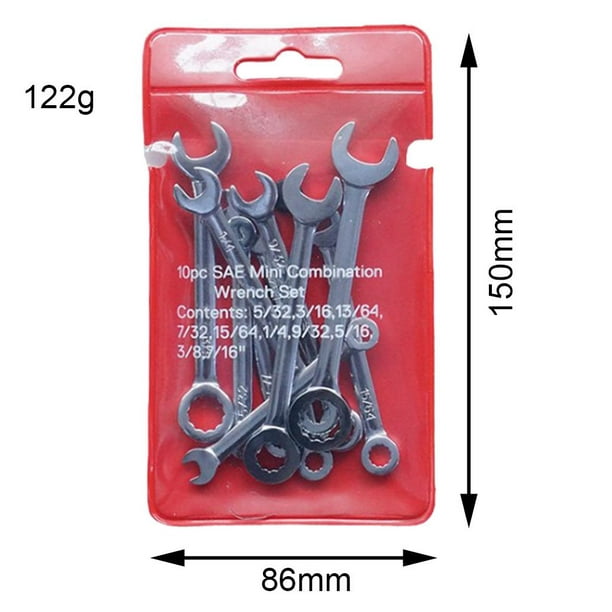 Yinanstore 10 Pcs Mini Combination Spanner Wrench Set Flexible Head System English System Set Other English System Set