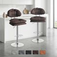 thumbnail image 2 of Set De 2 Bancos Barra Cocina Acolchonados Silla Con Respaldo Altura Regulable Giratorio 360° Diseño Acabado De La Estructura Cromado Color Café blick, 2 of 9