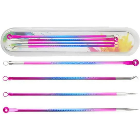 4 PCS Blackhead Remover Tool Kit, Tweezers Set for Face Defects, Blackhead Extractor tool for Face
