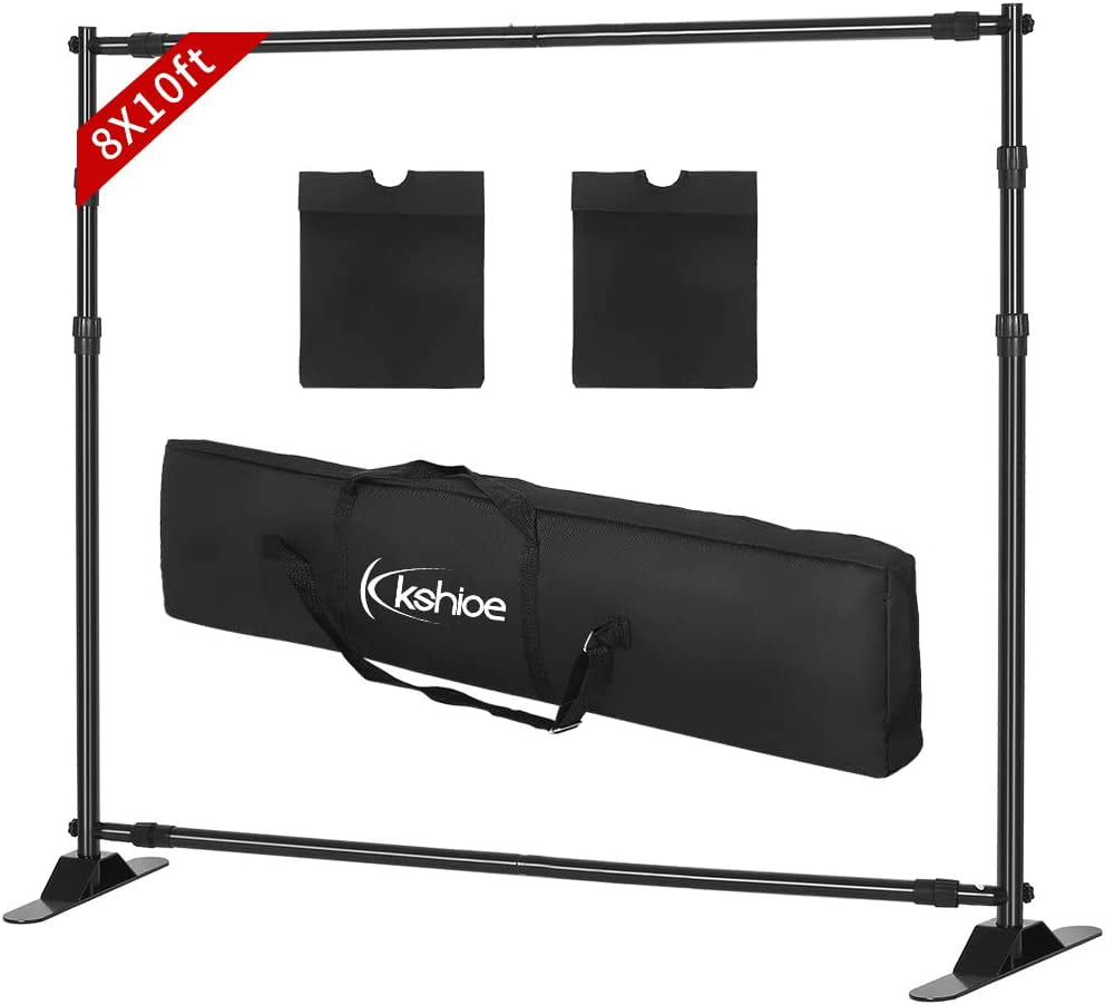 T-Sign 5x7-8x10 Heavy Duty Backdrop Banner Stand Extra Thick Professional Large Tube Telescopic Display Step and Repeat Stand for Photography Backdrop Carrying Case for Free 