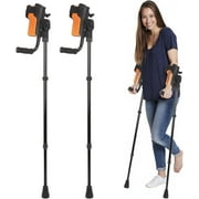 Forearm Crutches for Adults - 3 Adjustable Angles Folding Forearm Crutches, Lightweight Aluminum Crutches with Adjustable Elbow Elastic Band, Perfect for Post-Surgery & Long Term Use