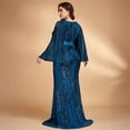 thumbnail image 6 of AURA Plus Size Evening Dress Deep V Neck Long Sleeve Party Teal Blue 0XL-4XL, 6 of 7
