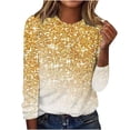 thumbnail image 2 of Homenesgenics Sequin Tops for Women Spring Plus Size Womens Clothes Printed Round Neck Pullover Long Sleeved Casual Plus Size Womens Clothes(Yellow,S), 2 of 4