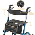 thumbnail image 6 of Yiwa 4-Wheel Rollator Walker With Seat, Aluminium Frame Rollator Walkers for Seniors, Blue, 6 of 7