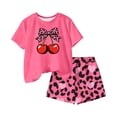 thumbnail image 4 of BFHHYA Girls Fashion Print Outfits 2PCS Round Neck Short Sleeve Top Elastic Waisted Shorts Tween Casual Loose Sets 3-15 Years, 4 of 5