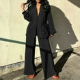 thumbnail image 2 of Yuyuzo 2 Piece Fall Sets for Women Long Sleeve Button down Blouses Wide Leg Pants Textured Work Office Sets, 2 of 6