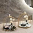 thumbnail image 7 of White Iron Bathroom Cosmetic Organizer Desktop Lipstick Organizer Skincares Rack Bathroom Shelves Desktop Shelves Cage Design With Stone-Patterned Shelves 2-Piece Set Light Finish, 7 of 7
