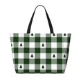 thumbnail image 2 of Fotbe Green White Lumberjack Plaid Bolsa de Viaje para Playa - Resistente al Agua, Bolsa Tote de Gran Capacidad y Ligera con 7 Bolsillos para Mujeres y Hombres, 2 of 7