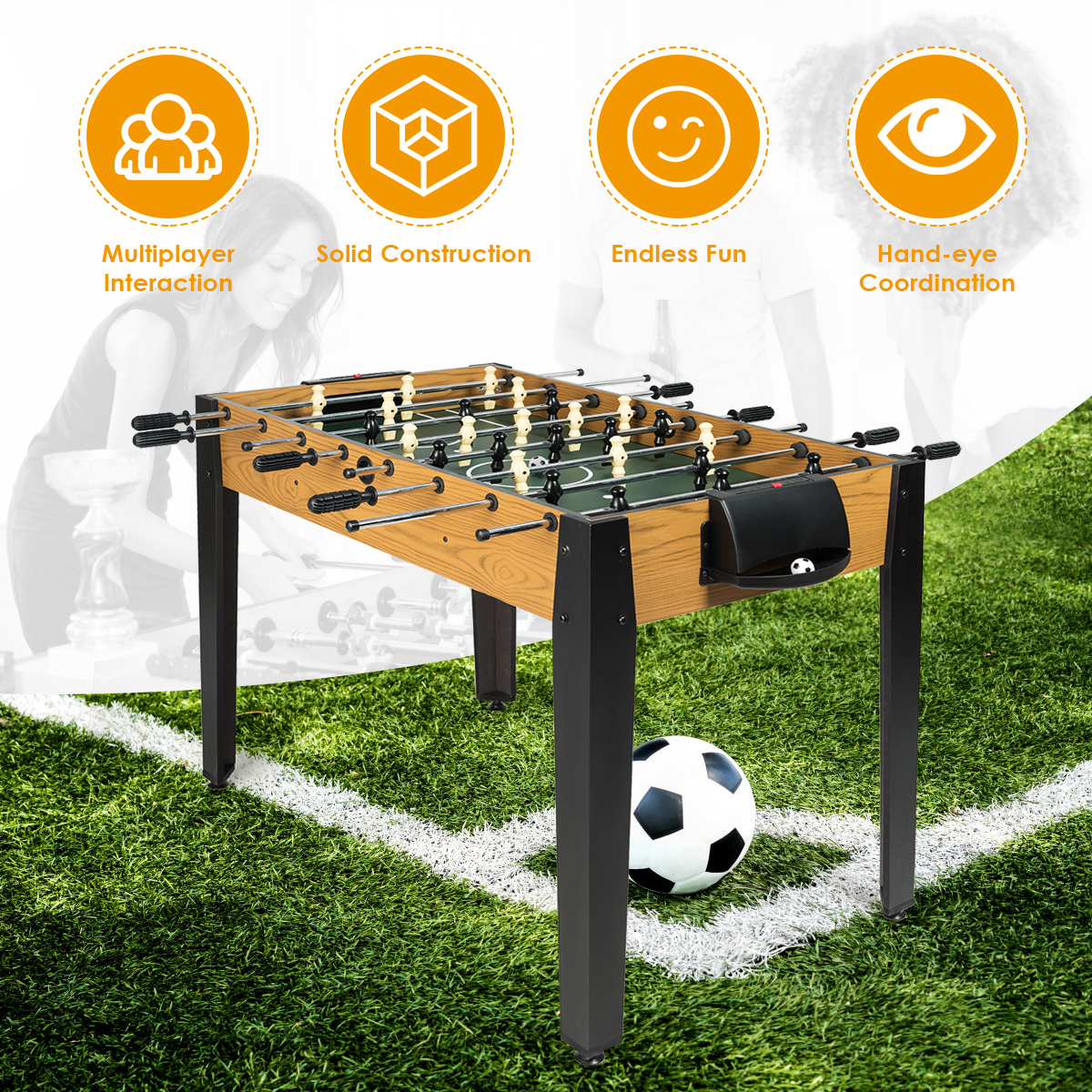 Gymax 48'' Competition Sized Wooden Soccer Foosball Table Home Recreation Adults & Kids