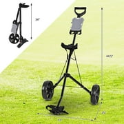 Spaco Folding 2 Wheels Push Pull Golf Cart Trolley with Scoreboard, Foldable Golf Push Cart Collapsible