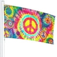 thumbnail image 2 of Tie Dye Peace Flag 3x5 Ft Breeze Rainbow Color Hippie Flag Outdoor Indoor Outside Garden Yard Banner Decorative With Metal Grommets Sign, 2 of 5