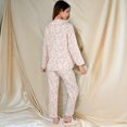 thumbnail image 5 of Women's Floral Print Button-Up Long Sleeve Pajama Set with Ruffle Details - Large, Purple, 5 of 7