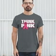 thumbnail image 3 of Tee Hunt Think Pink T-shirt Breast Cancer Awareness Pink Ribbon Men's Tee, Charcoal, 5X-Large, 3 of 5
