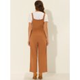 thumbnail image 4 of Unique Bargains Women's Ruffled Neck Jumpsuit, Brown, L, 4 of 5