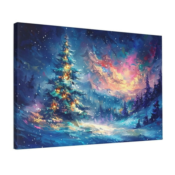 12x18 inch Canvas Paintings For Bedroom Starry Night Christmas Tree,Home Room Decor Bedroom Accessory,Charm Christmas Tree Art Oil Painting Canvas,Man Cave,Library,Children'S Room Wall Decor