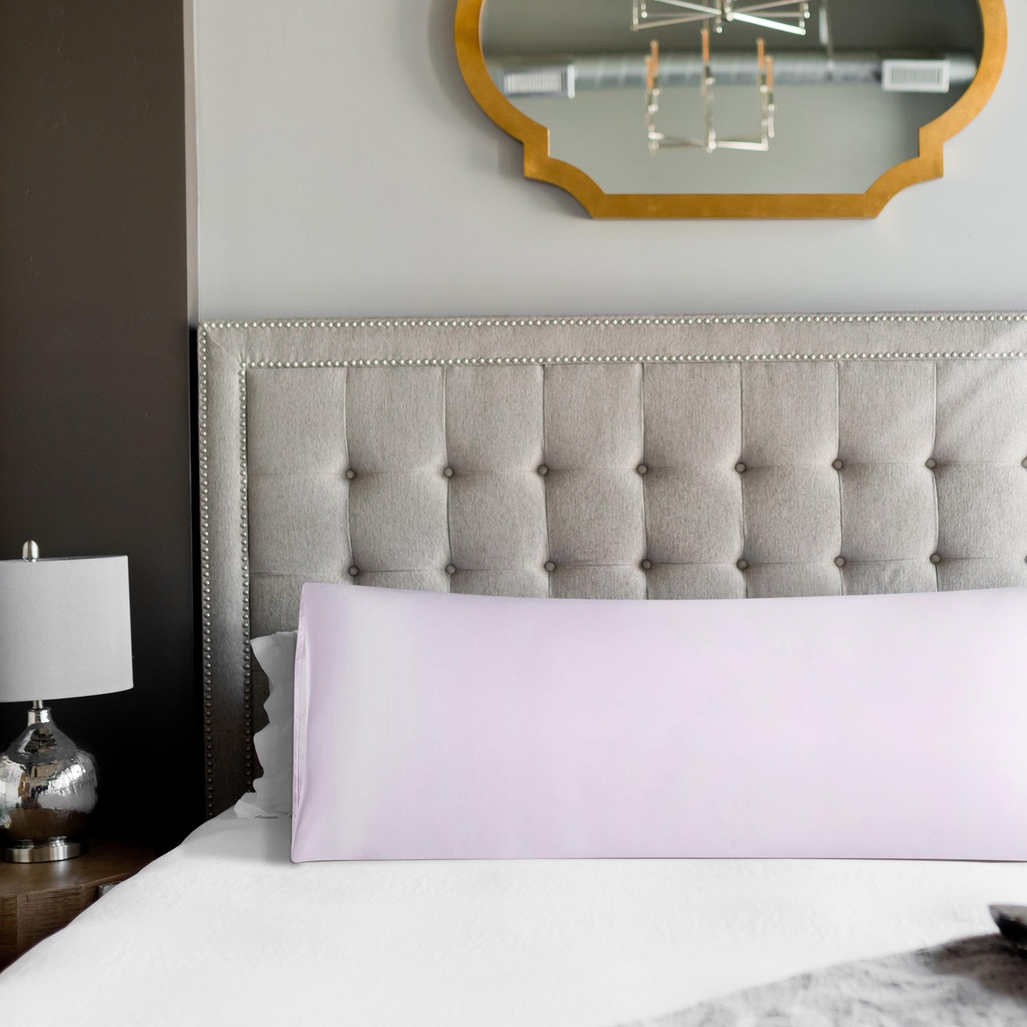 Unique Bargains Luxury Silky Satin Body Pillow Case Light Lilac 20" x 54"