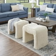 thumbnail image 3 of Roundhill Furniture Zorya Contemporary Faux Fur U-Shaped Ottoman, Set of 2, 3 of 11