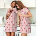 thumbnail image 4 of Balery Floral Strawberr Pattern Womens Short Sleeve Sleepshirt Scoopneck Cute Nightdress Comfy Nightgown Loungewear Dress, 4 of 6