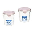 thumbnail image 3 of 2pcs Cereal Dry Food Storage Container Airtight Leakproof Plastic Storage Bottle With Locking Lids Suitable for Cereal Flour Sugar Rice Snacks(Pink 800ml), 3 of 5