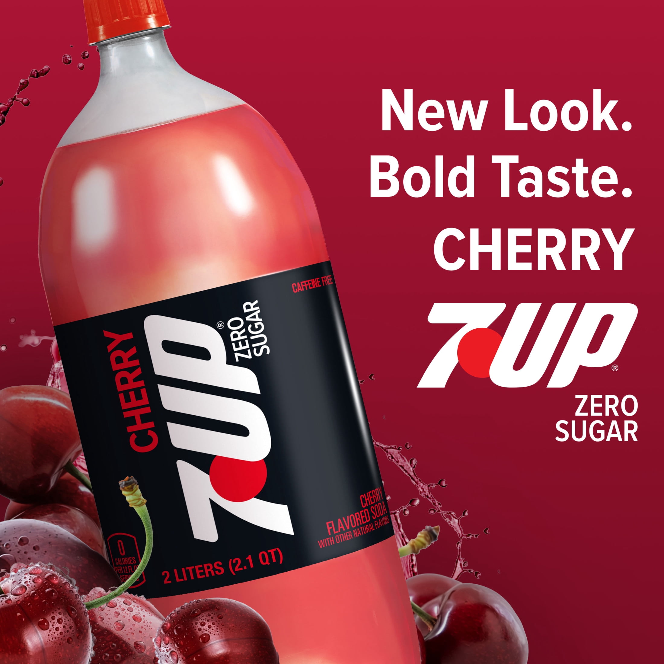 7UP Caffeine Free Zero Sugar Cherry Soda Pop, 2 L, Bottle