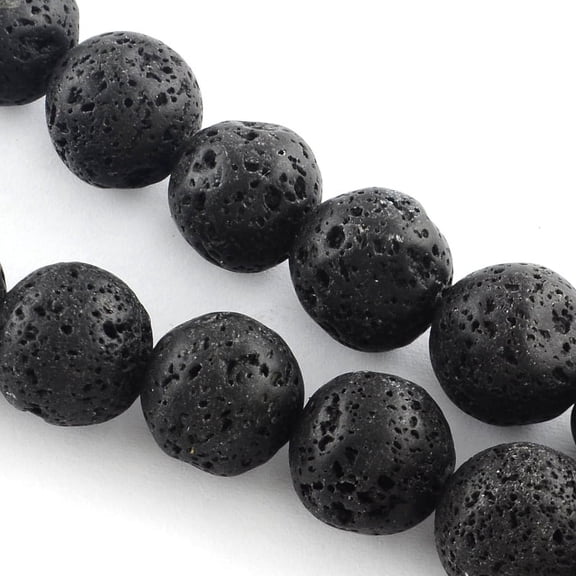 Natural Lava Rock Gemstone Round Bead Strands Black 6~7mm Hole: 1mm 60pcs/strand 15.7 inch