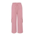 thumbnail image 5 of Black Cargo Pants for Women Women's Work Pants Mid Rise Relaxed Straight Leg Cargo Casual Trousers With Multi Pockets Pink XXL, 5 of 5