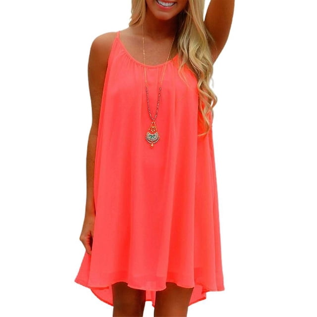 Robe d'Été Mini à Bretelles pour Femmes, Dos Ajouré, Plage, Fête, Décontractée, Courte