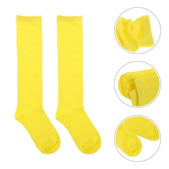 Women Stack of Socks Candy Solid Color Cotton High Tube Knee Socks Women Long Tube over the Knee Socks Free Size Individual Packaging (Bright Yellow)