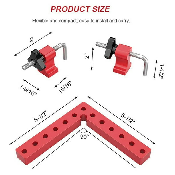 2 set 90 Degree Positioning Squares Right Angle Clamps, Aluminum Alloy  L-Type Corner Clamp 