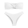 thumbnail image 4 of EliteGoogv Bandeau Bikini Sets For Women High Waisted Strapless Two Piece Swimsuit Summer Beach Pool Swimwear White, 4 of 4