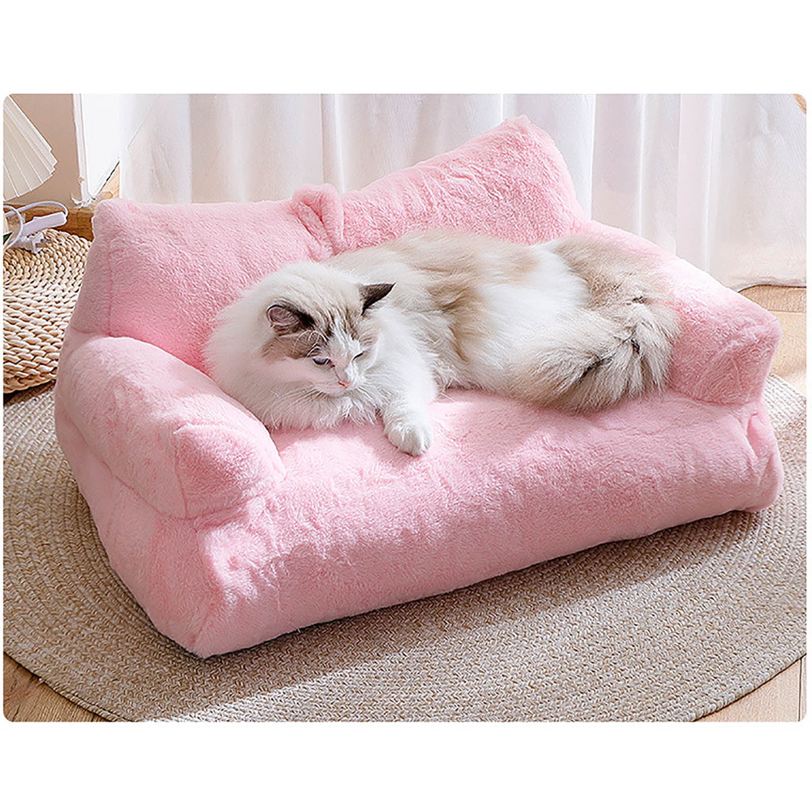 Cat Beds for Indoor Cats, Dog Couch Bed, Cute Cat Couch Sofas for Kitten Puppy, Small Dog Sofas & Chairs with Removable Washable Cover, Soft Warm Pet Furniture, Pink