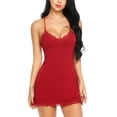 thumbnail image 4 of BONIXOOM Womens Pajamas Couples Christmas Pajamas Sleepwear None Long Sleeve Sleep Tops Solid Red M, 4 of 5