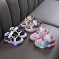 thumbnail image 5 of huajiao Toddler Girls Light Up Shoes Spring PU Leather Walking 𝗙lats 𝗧winkle Lightweight Casual Cute Running Sneakers, 5 of 8