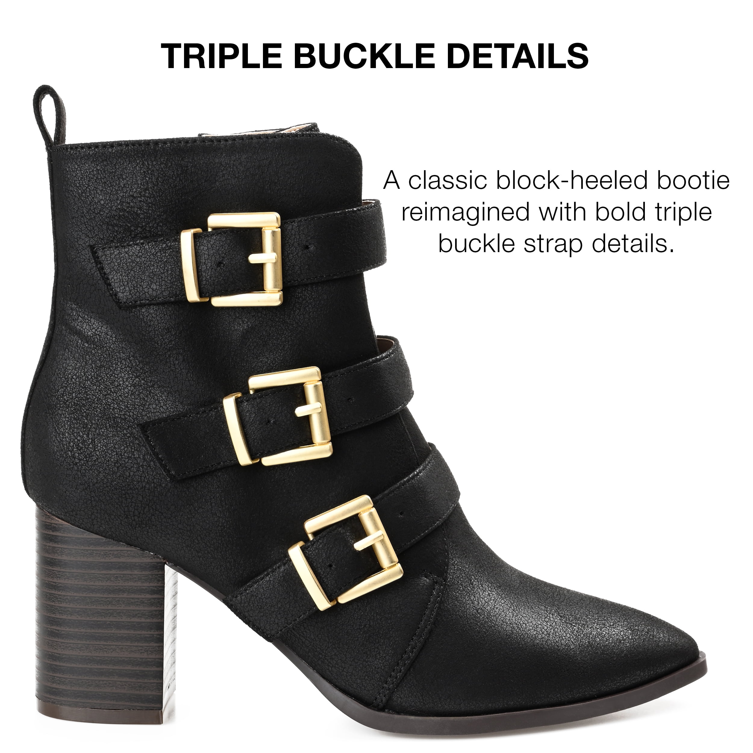 Journee Collection Womens Winsley Tru Comfort Foam Inside Zip Stacked Heel Booties
