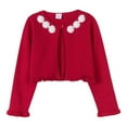 thumbnail image 6 of Little Girls Sweaters Soft Knit Cardigan With Floral Beaded Open Front Coat Clothing Red Size 5-6T, 6 of 6