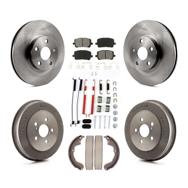 Transit Auto Front Rear Disc Brake Rotors Semi-Metallic Pads and Drum Kit (7Pc) for Car Toyota Matrix Pontiac Vibe K8S-102132