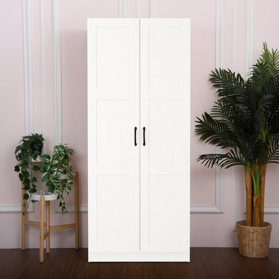 30 in. W x 71 in. H x 16 in. D 5-Shelf Wood Freestanding Cabinet in White Titanium